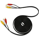 Triple 3 RCA Male to Male Audio Video DVD TV AV Cable 4.6M Long Black