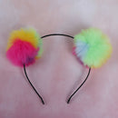 Multicolour sweet girls kids cute hairband rabbit plush big hair ball headban Gw