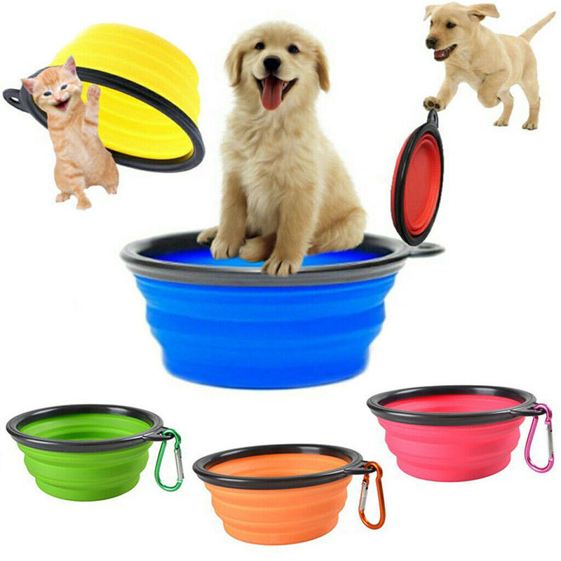 2pcs Portable Dog Cat Puppy Fashion Silicone Collapsible Feeding Food Water
