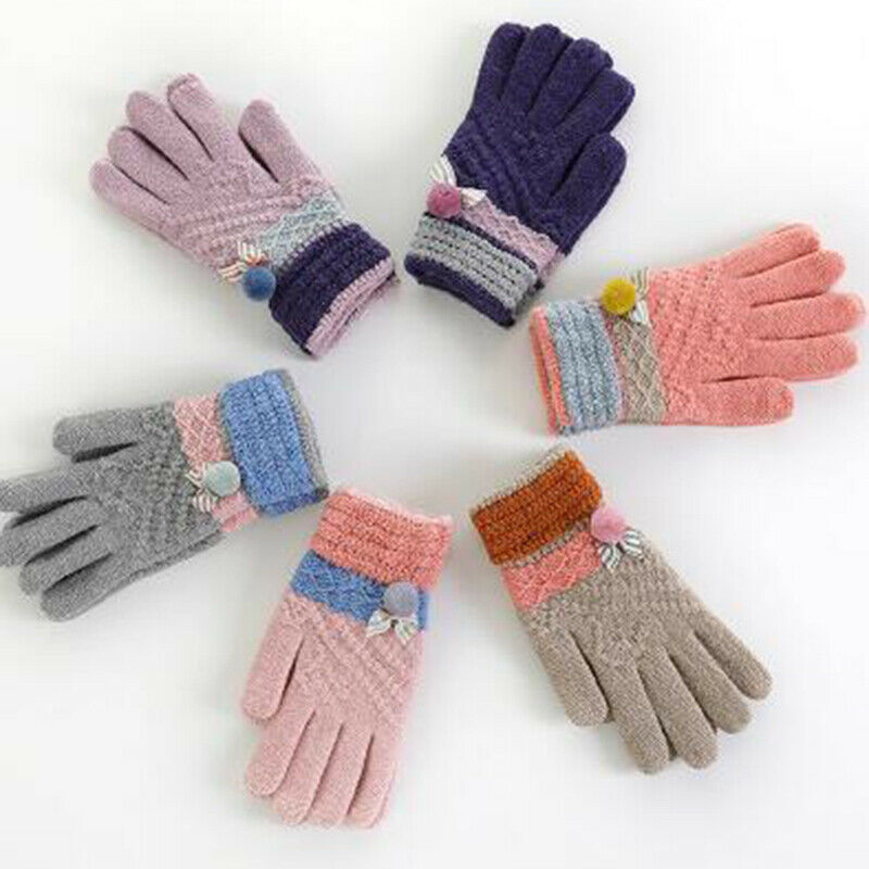 Women Men Warm Knit Mittens Imitation Wool Full Finger Guantes Female Croche@