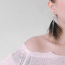 Fashion Sweet Feather Drop Earrings Pearls Tassel Rhinestone Chains Long Da R6W7