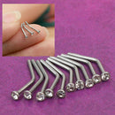 10x Stainless Steel Bead Bone Screw Nose Stud Rings Bar Bogen Sexy