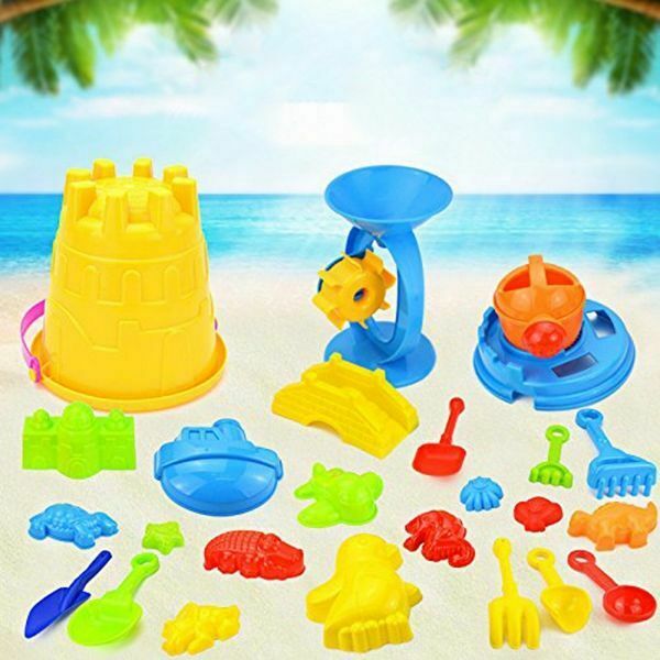 Set of 25 Baby Kid Beach Toys with Castle Bucket Spade Shovel Rake Kettle C T5D5