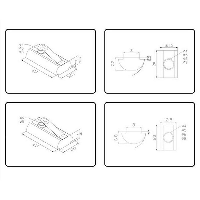 50x Thread Tee Nut Spring for 30/40 Series Standard Extrusion Slot M4-M8 M4