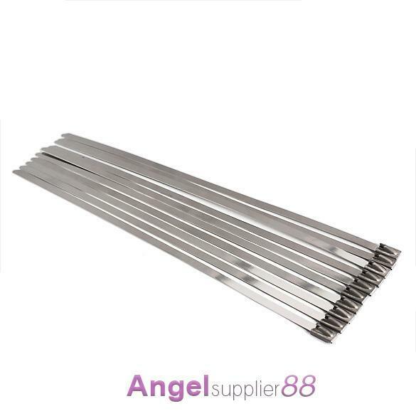 100PC Stainless Steel 4.6x200mm Metal Exhaust Wrap Coated Locking Cable Zip Ties