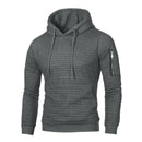 Men Fashion Warm Plaid Design Pocket Hip Hop Hooded Sweatshirt Casual Solid W4G4