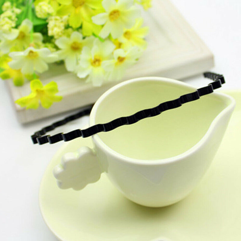 Mens Women Unisex Black Wavy Hair Head Hoop Band Sport Headband Hairband Fashion