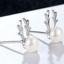 Elk Simulated Pearls Stud Earrings Women Christmas Xmas Party Jewelry Decor A