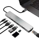 8 in 1 Type-C HUB to HDMI USB3.0 RJ45 PD TF Memory Card Converter Adapter
