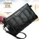 Leather Envelope Bag Women Shoulder Crossbody Handbag Solid Color Money Purse