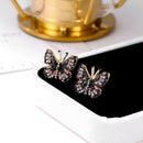 Rhinestone Stud Earrings Colorful Butterfly Earrings Women Jewelry Gift A
