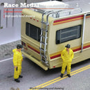 2Pcs Race Medal 1:64 Yellow Overalls Figures Charm Macro Scenario Puppet