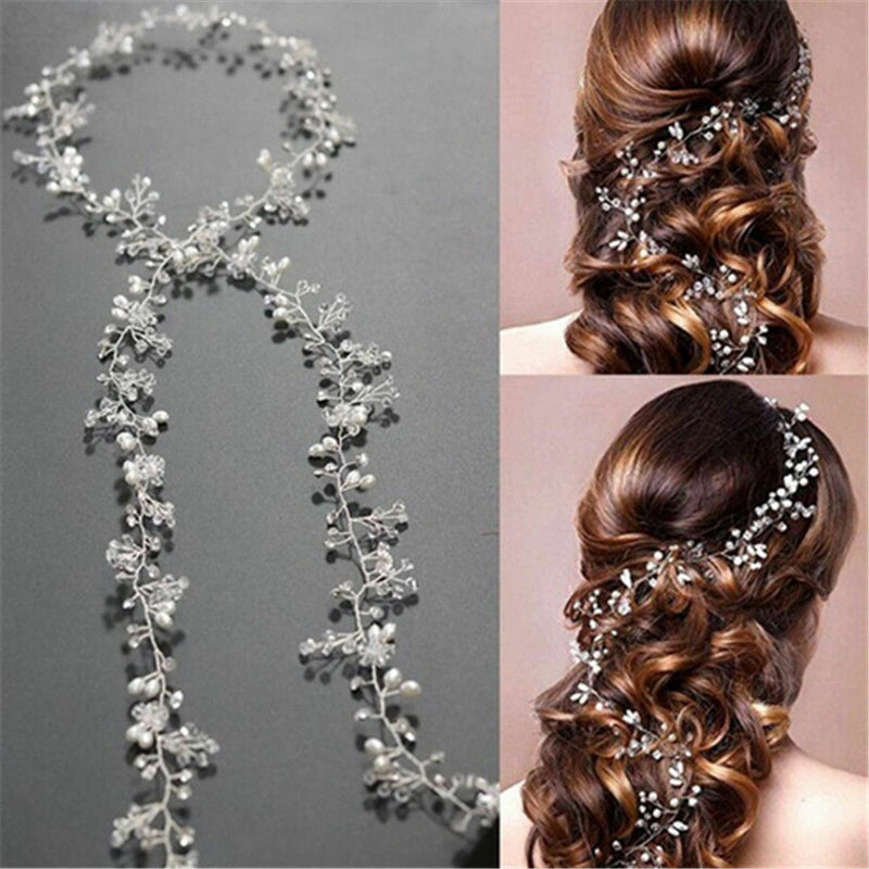 1 Piece Pearls Wedding Hair Vine Crystal Bridal Accessories Diamante Headware