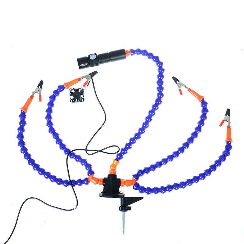 Desk Clamp Soldering Holder Helping Hand Welding Station with Light fanB_kz