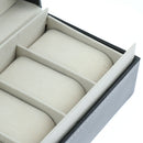 6 Slots PU Watch Box Glass Top Wood Watches Display Case, Jewelry Storage
