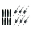 12 Pack Stainless Steel Liquor Bottle Pourers Tapered Spout with Long Dust
