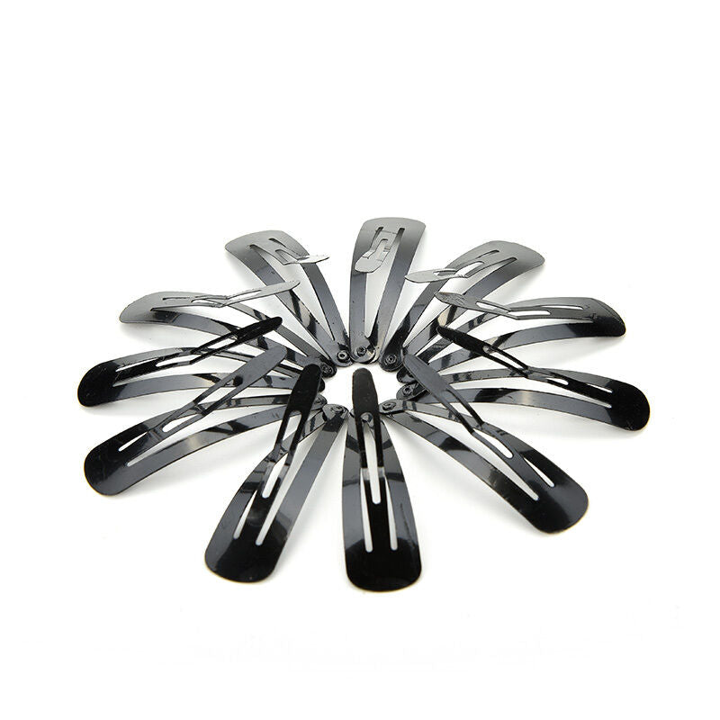 100 Pcs Stylish Black Metal Hair Clips Snap Girls Barrette Baby Hairpin@V