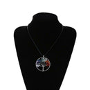 Natural Gravel Life Tree Necklace Pendant Colorful Gem Sweater Chain