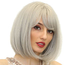 12" Bob Wigs Short Straight Synthetic Hair Full Wigs for Women Natural Looking