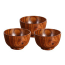 3pcs Natural Healthy Wooden Bowl Soup Noodle Children Fruit Rice Bowl Tableware