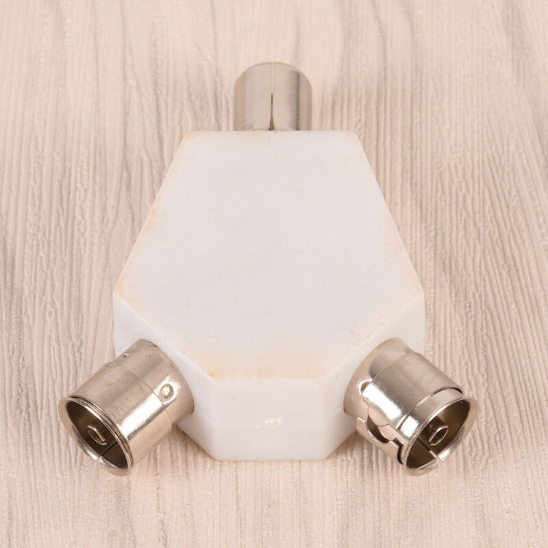 2 WAY TV AERIAL ADAPTER COAX/COAXIAL SPLITTER/Y ADAPTOR ARIEL DUAL CONVERTER Z