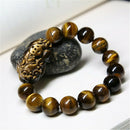14MM Feng Shui Tiger's Eye Stone Yellow Pi Xiu Beads Bracelet For Wealth Luck