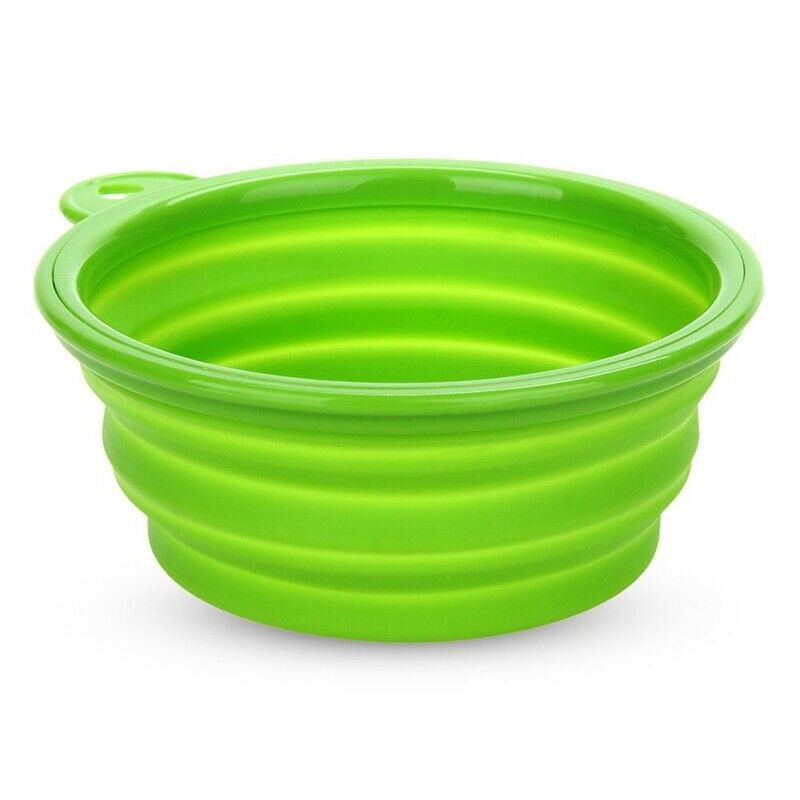 Bowl Feeder Foldable Silicone green for Dog Cat Pet W5T1