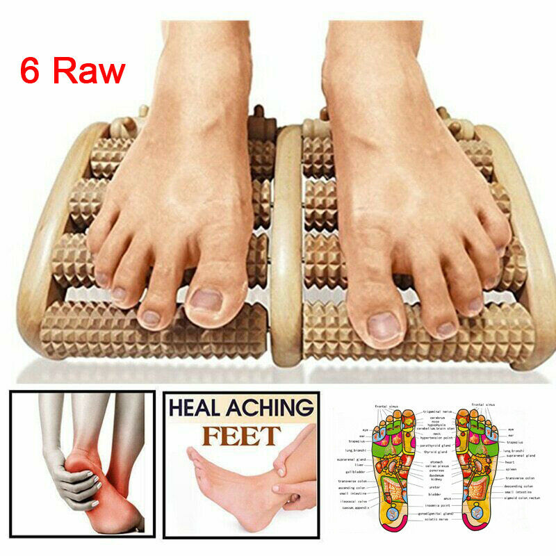 Dual Wood Foot Roller Wood Massage Reflexology Relax-Stress-Relieve-Acupressure