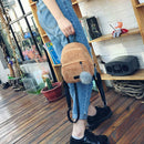 Girl Mini Backpack Women Fur Ball Winter Velvet Shoulder Bag(Khaki)