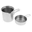 2pcs Stainless Steel Pots with Foldable Handle, Camping Cookware, Portable