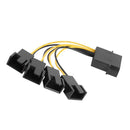 D-Port Computer CPU PC Case 3Pin Fan Cable 1 to 4 Ways Power Splitter (1pc) A