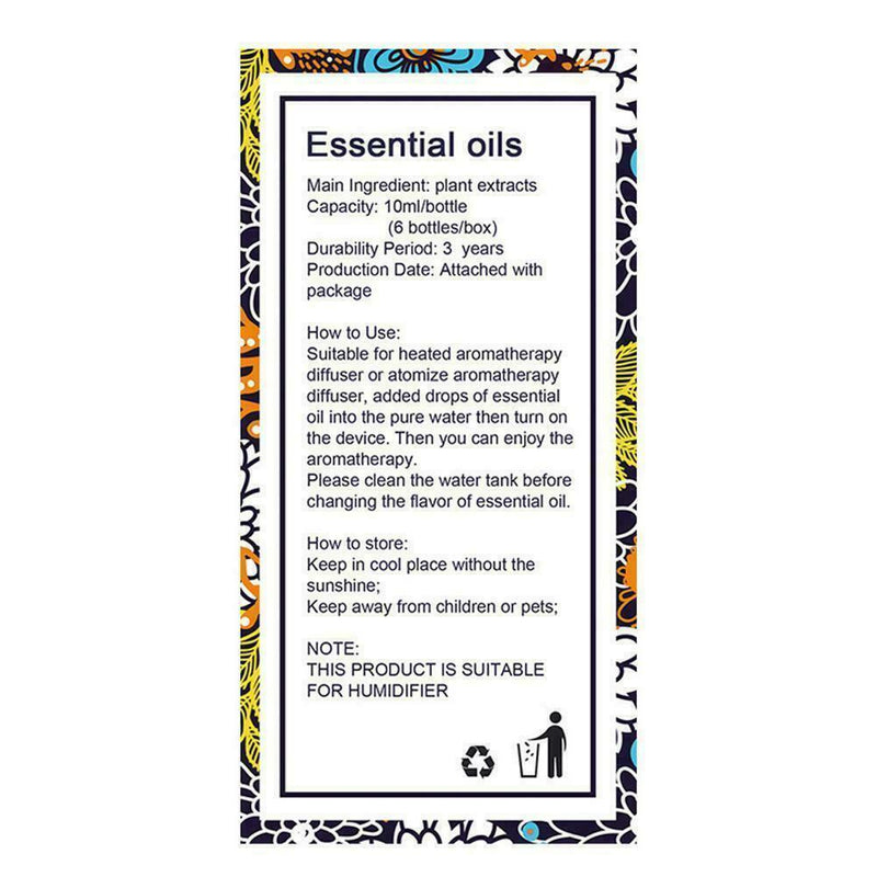 6bottle Pure Essential Oil Sets-Natural Aromatherapy For Oil Diffuser Humid P0U4