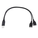 30cm USB A Male to 2Port USB Female Y-Splitter Extension Adapter Cable