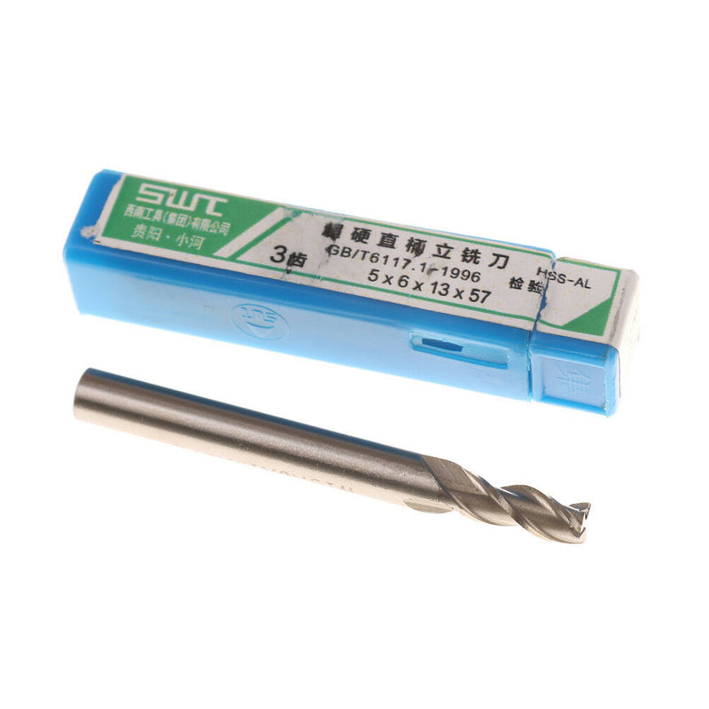 5*6*13*57mm 3 Flute HSS CNC End Mill Cutter Straight Shank Bit Extended JR