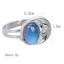 Round Moon Pendant Necklace Ring Set, Mood Feeling Sensitive Color Change