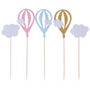 20x White Cloud Hot Air Balloon Cake Cuxake Toppers Party Food Fruit Picks S Hn