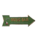 Music BAR Arrow Shaped Cast Iron Metal Sign Pub Bar Wall Decor Plaque Board