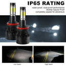 2PCS 4-Sides H8/H9/H11 COB Hi-Lo Beam LED Headlight Kit Bulb High Low 6500K
