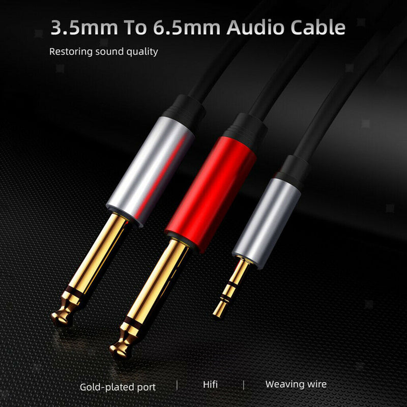 3.5mm 1/8" TRS Stereo Male to 2 Dual 1/4" 6.35mm Mono TS Male Splitter Cable