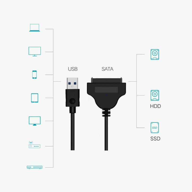 USB 3.0 to SATA 3 Adapter Cable 6Gbps Support 2.5 Inch SSD Hard Disk Drive