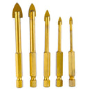 5 Pcs Hex Shank Glass & Tile Drill Bit Set, Drill Bit Glass Tile,3mm, 4mm,
