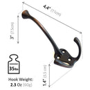 Heavy Duty Big Triple Leg/Double Coat Hooks Base. Entryway Coat Hooks, Scar Z5B2