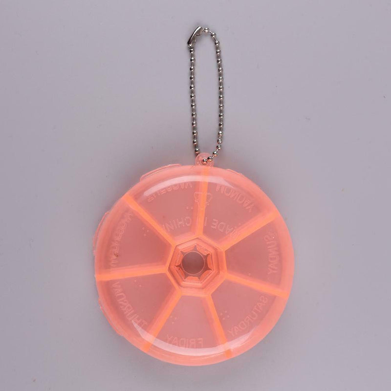 Portable 7 Day Weekly Round Drug Pill Box Medicine Splitters (Watermelon)