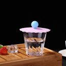 Silicone Cup Lid Transparent Heat-resistant Dustproof Reusable (Blue Heart) A
