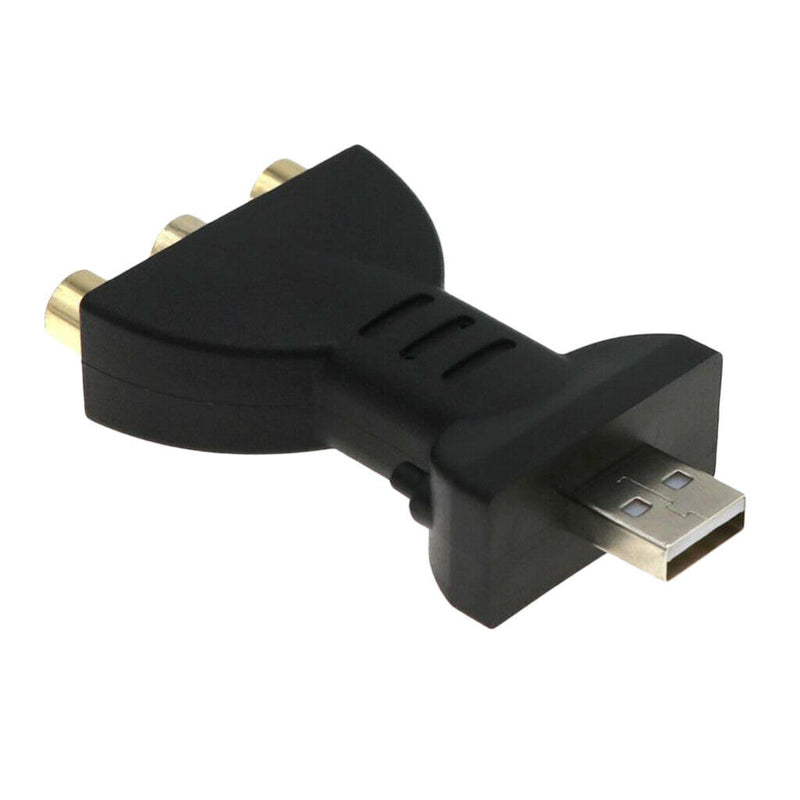 USB Male 3 RCA Female Audio Video Adapter AV Converter Cable Cord Black