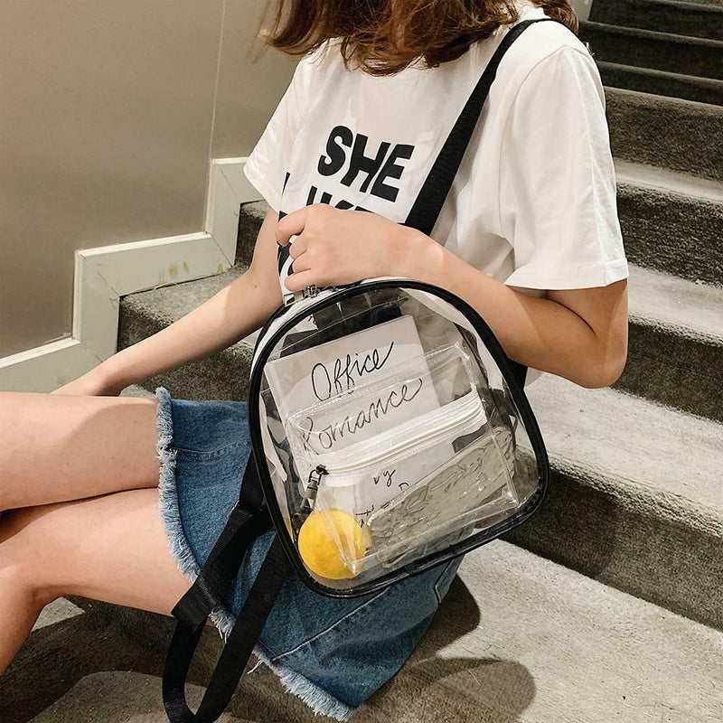 Women Satchel Backpacks School Bags Girls Clear Shoulder Bags (Transparent)