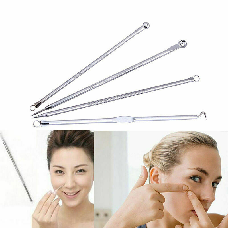 4X Blackhead Remover Cleaner Tool Acne Blemish Needle Pimple Spot Extract A2P7