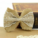 Wedding Party Home Ornaments White Lace Natural Burlap Bowknot Bows Decor