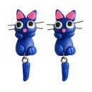 Cute Cartoon Blue Cat Dangles Earrings Creative Ear Drop Women Jewelry Gift A