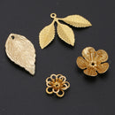 13pcs Leaves Charms Pendants Beads Caps Findings for DIY Bridal Hair Jewelry